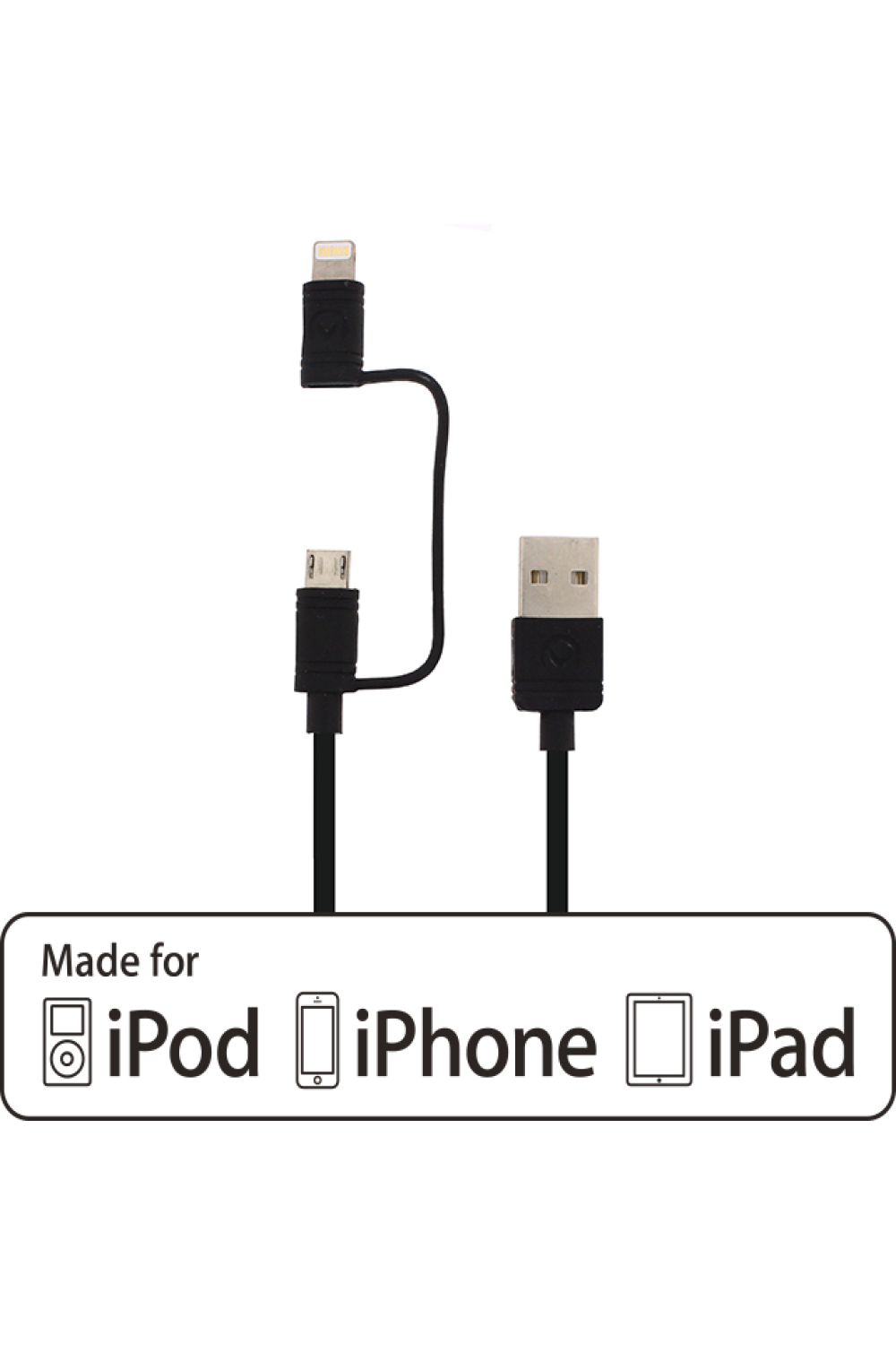 Mobilize 2In1 Cable Usb To Apple Mfi Lightning Or Micro Usb 1.5M. Black
