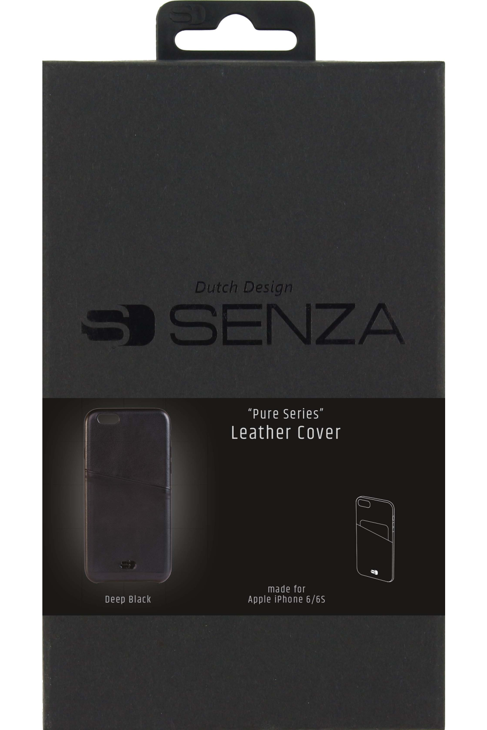 Senza Pure Leather Cover With Card Slot Apple Iphone 6/6S Deep Black - Afbeelding 3