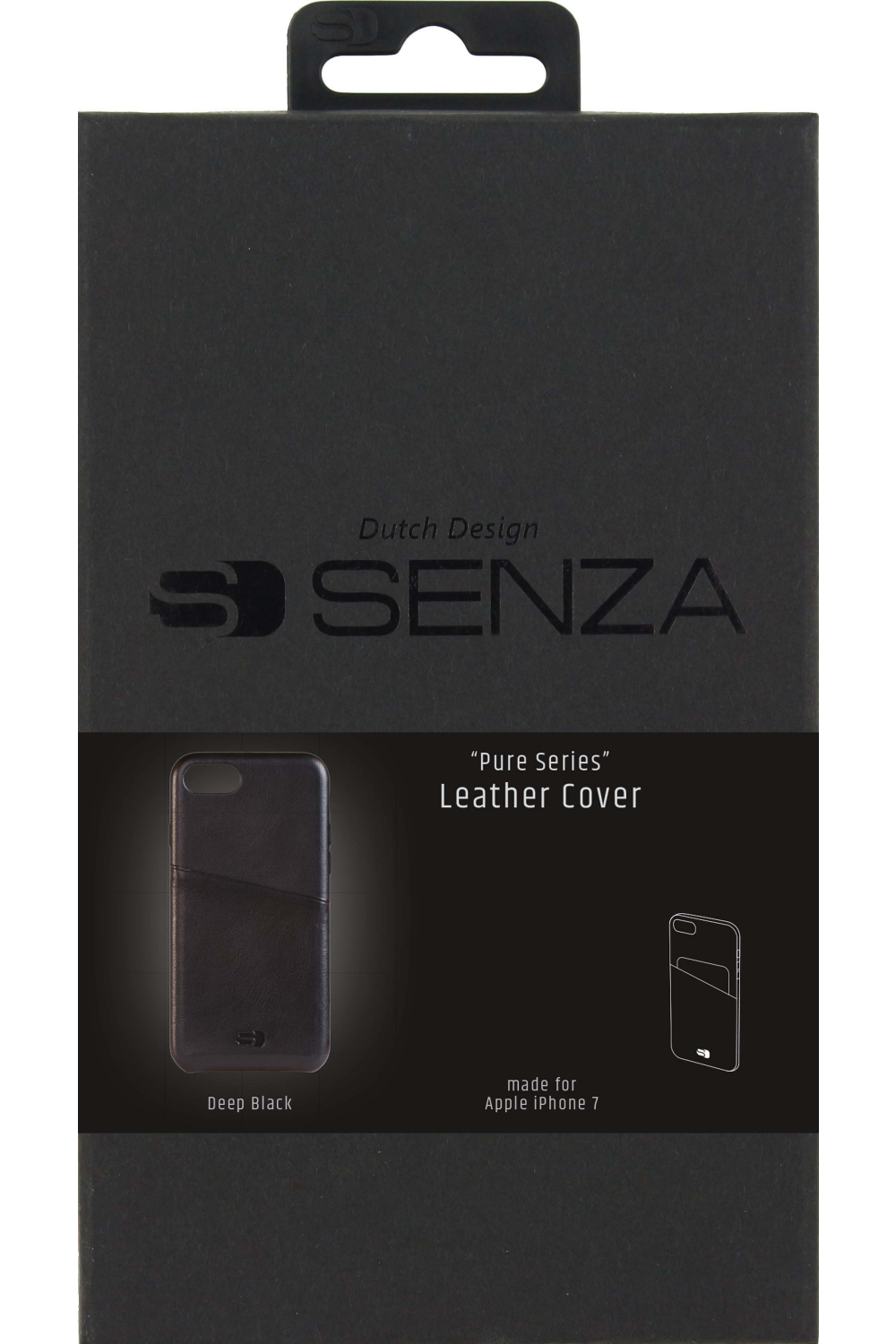 Senza Pure Leather Cover With Card Slot Apple Iphone 7/8/Se (2020/2022) Deep Black - Afbeelding 3