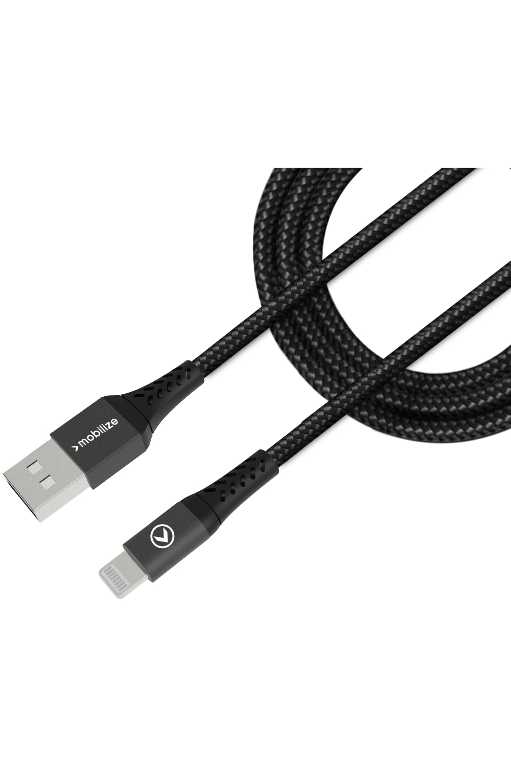Mobilize Strong Nylon Cable Usb To Apple Mfi Lightning 2M. 12W Black - Afbeelding 2
