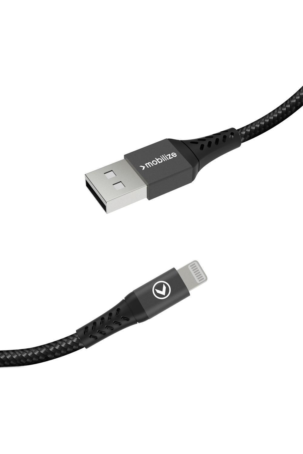 Mobilize Strong Nylon Cable Usb To Apple Mfi Lightning 2M. 12W Black - Afbeelding 3