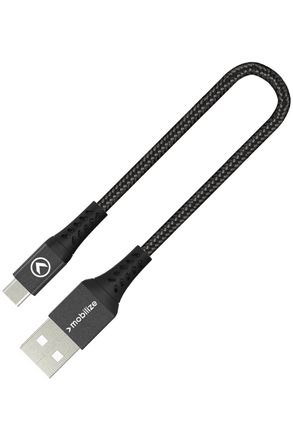 Mobilize Strong Nylon Cable Usb To Usb-C 20Cm. 15W Black - Afbeelding 2