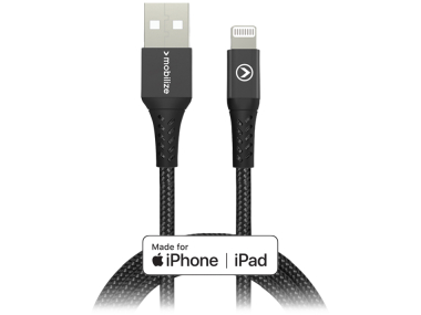 Mobilize Strong Nylon Cable Usb To Apple Mfi Lightning 1M. 12W Black