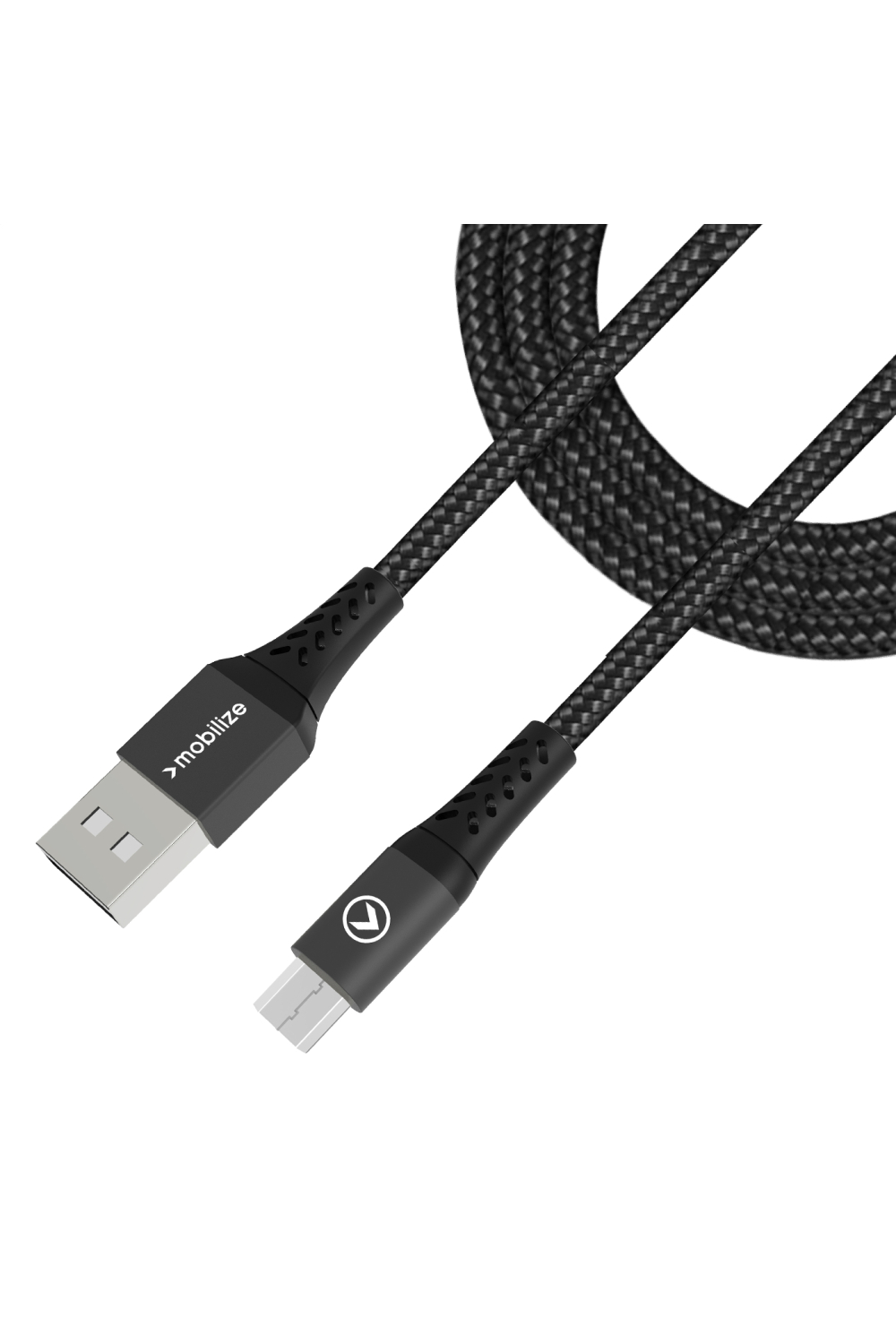 Mobilize Strong Nylon Cable Usb To Micro Usb 1M. 12W Black - Afbeelding 2