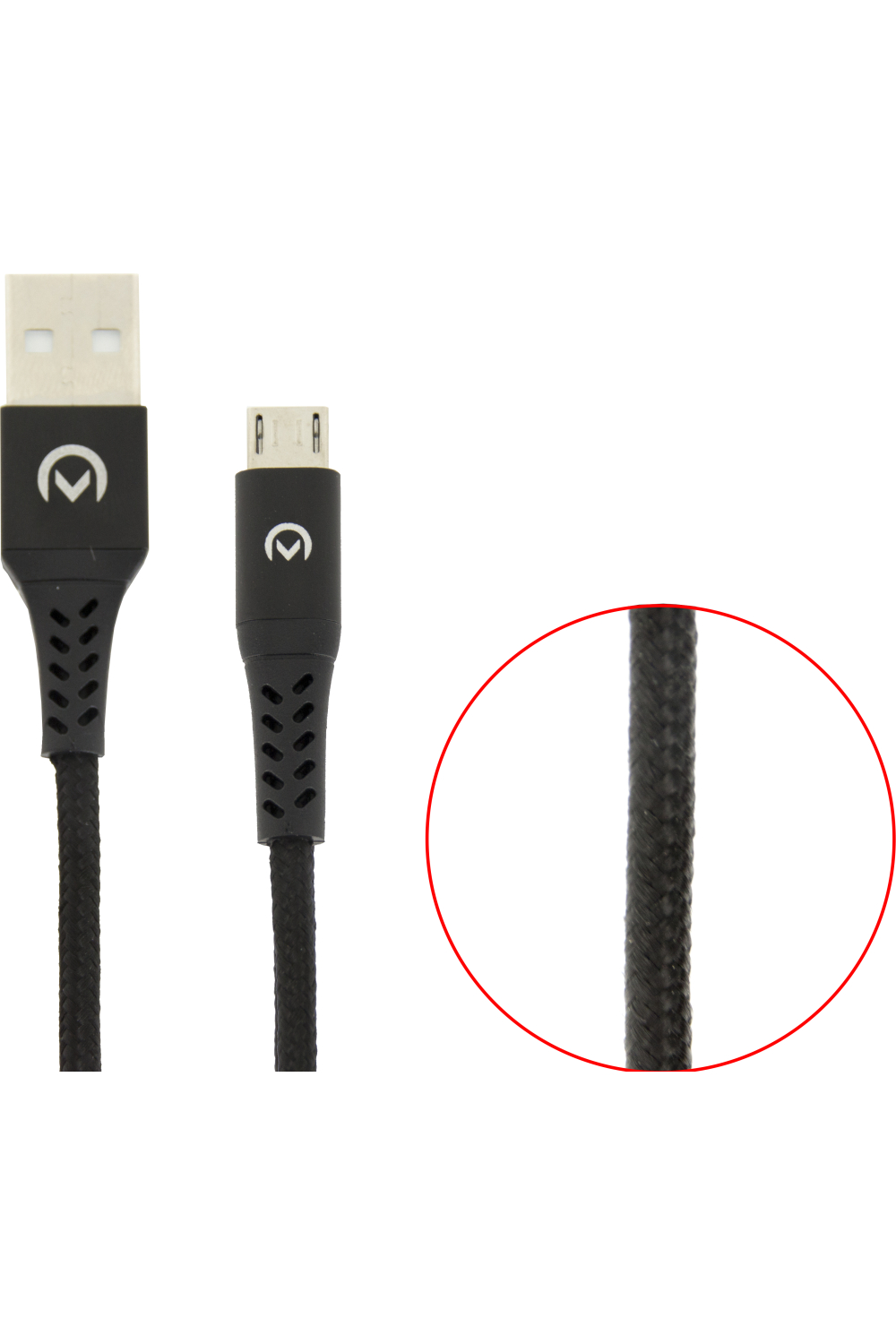 Mobilize Strong Nylon Cable Usb To Micro Usb 1M. 12W Black - Afbeelding 5
