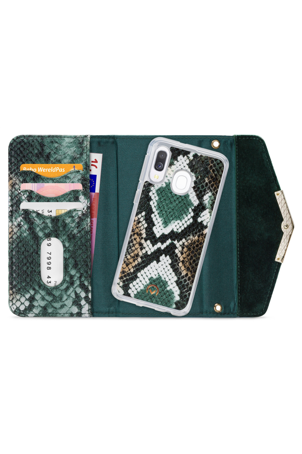 Mobilize 2In1 Gelly Velvet Clutch For Samsung Galaxy A40 Green Snake - Afbeelding 4