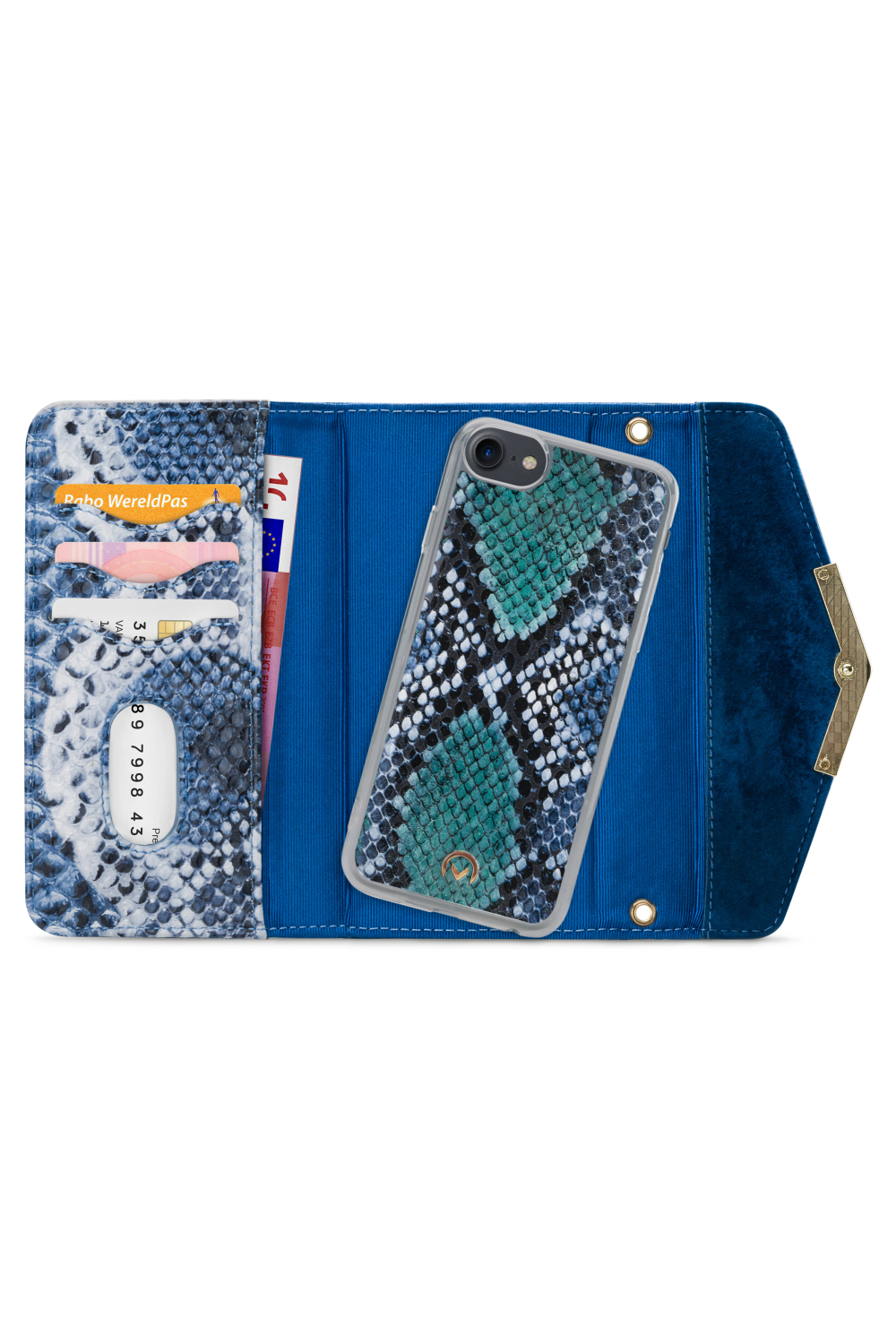Mobilize 2In1 Gelly Velvet Clutch For Apple Iphone 6/6S/7/8/Se (2020/2022) Royal Blue Snake - Afbeelding 4