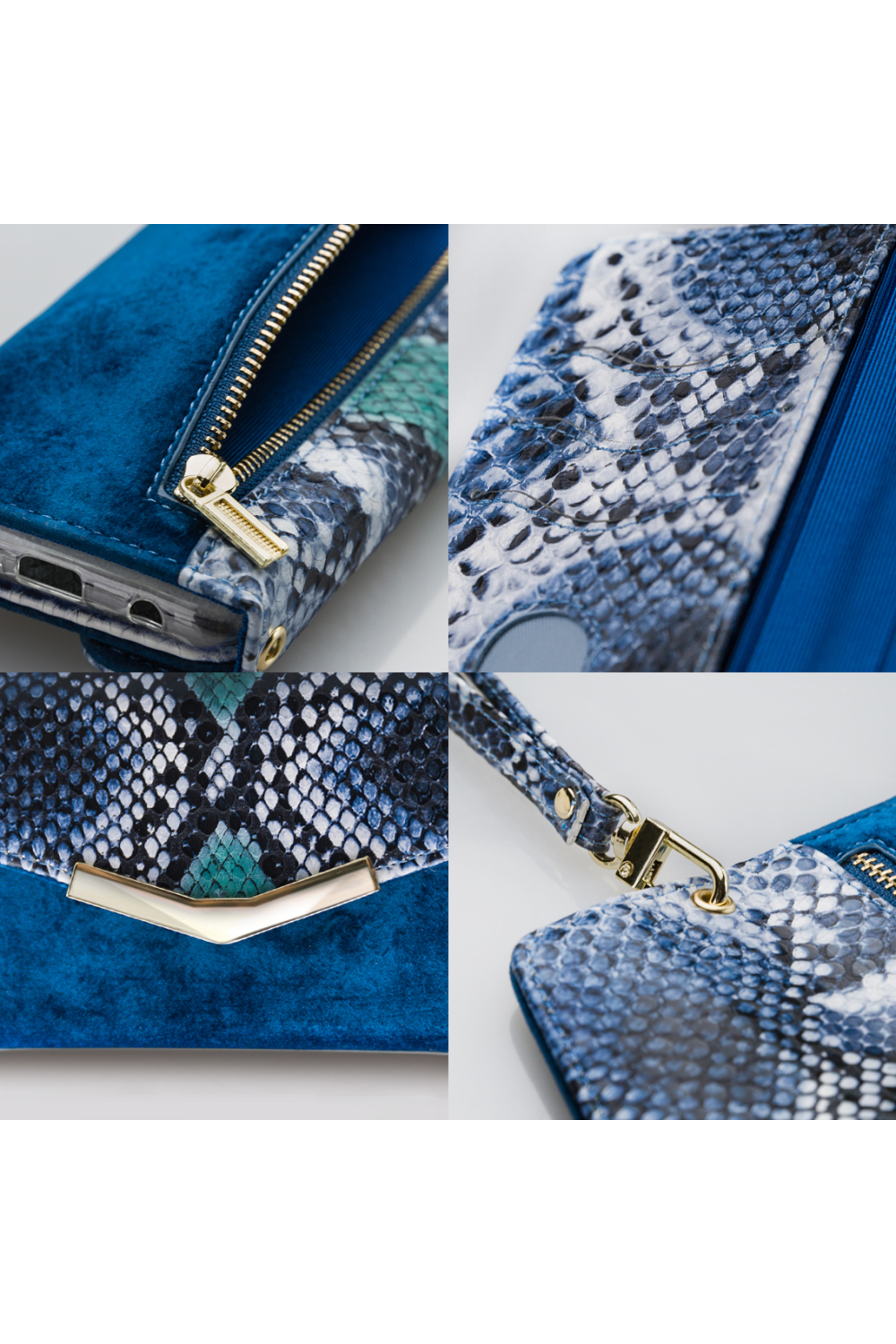 Mobilize 2In1 Gelly Velvet Clutch For Apple Iphone 6/6S/7/8/Se (2020/2022) Royal Blue Snake - Afbeelding 7