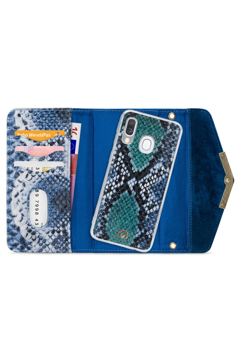 Mobilize 2In1 Gelly Velvet Clutch For Samsung Galaxy A40 Royal Blue Snake - Afbeelding 4