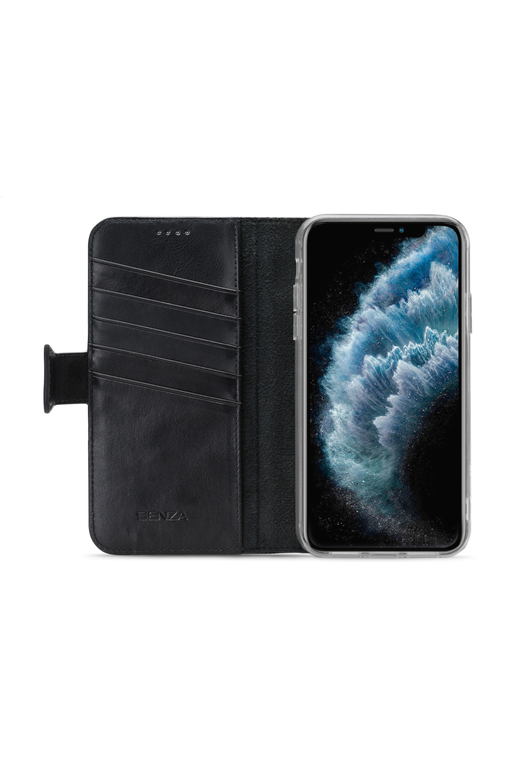 Senza Pure Leather Wallet Apple Iphone 11 Pro Max Deep Black - Afbeelding 2