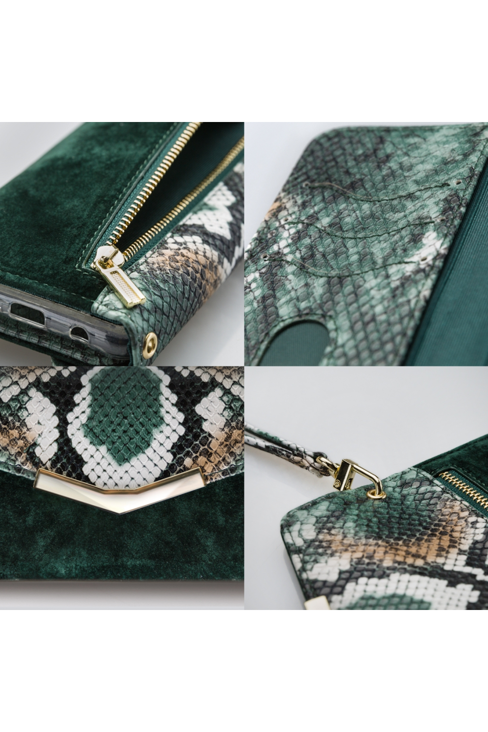 Mobilize 2In1 Gelly Velvet Clutch For Samsung Galaxy S20+/S20+ 5G Green Snake - Afbeelding 7