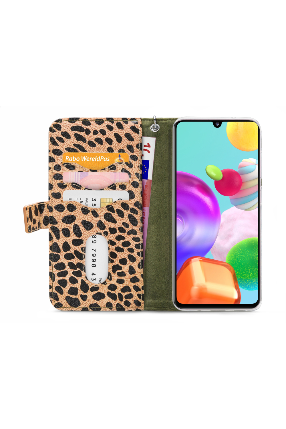 Mobilize 2In1 Gelly Zipper Case Samsung Galaxy A41 Olive/Leopard - Afbeelding 3