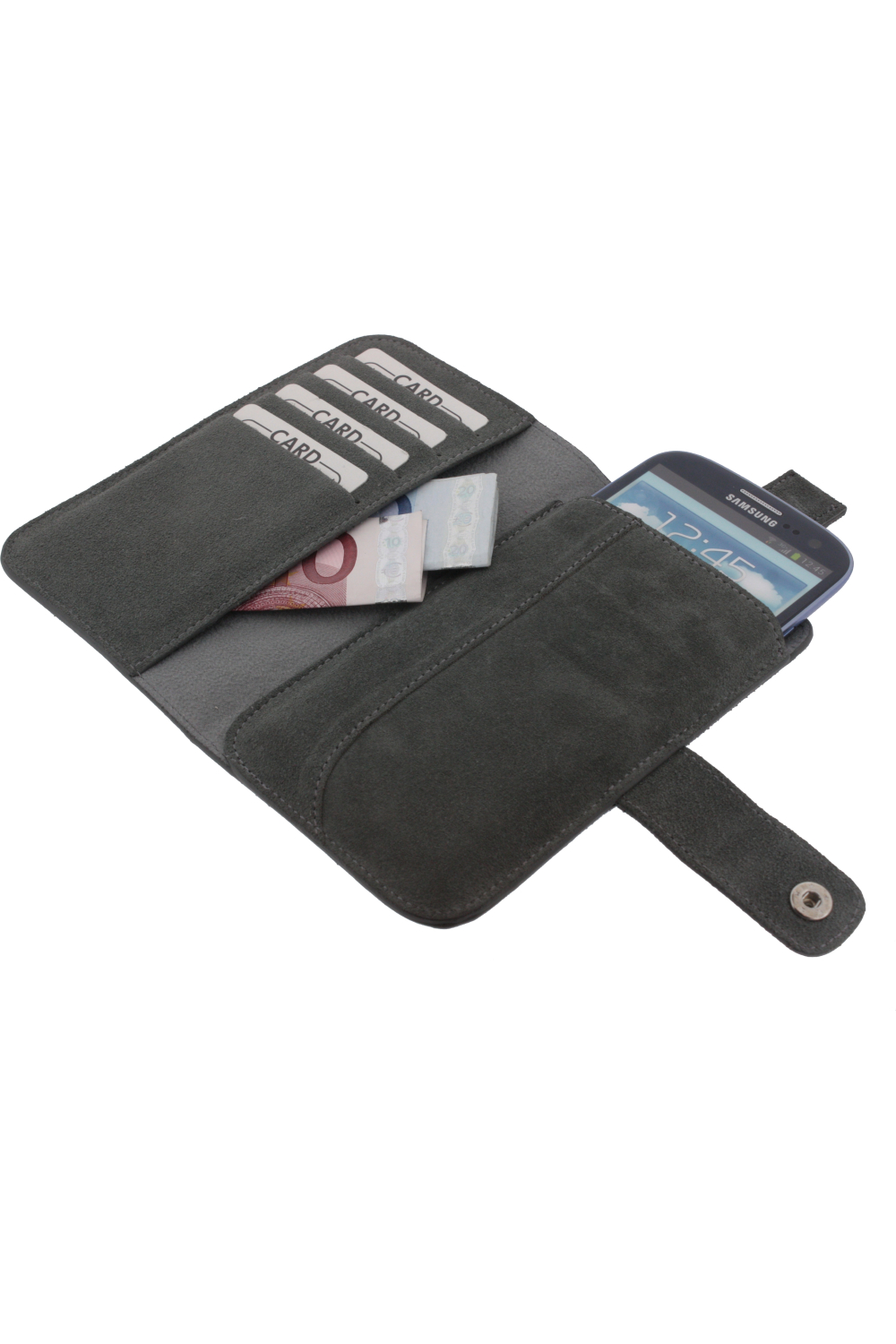 Senza Suede Wallet Slide Case Warm Grey Size Xxl - Afbeelding 4
