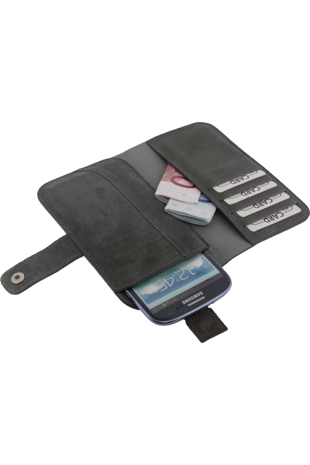 Senza Suede Wallet Slide Case Warm Grey Size Xxl - Afbeelding 5