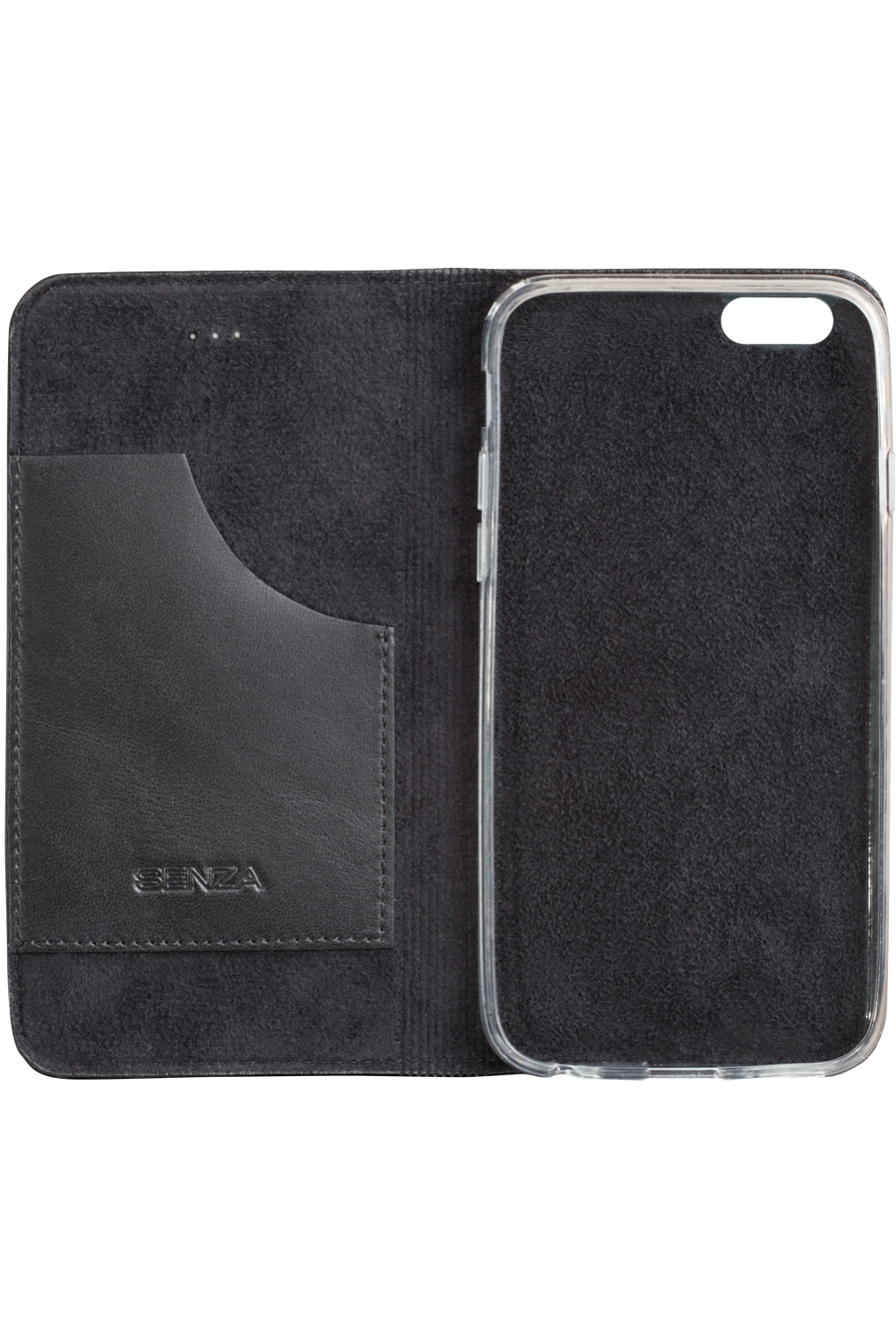 Senza Authentic Leather Booklet Apple Iphone 6/6S Pure Black - Afbeelding 3
