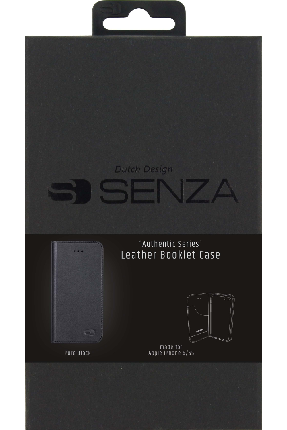 Senza Authentic Leather Booklet Apple Iphone 6/6S Pure Black - Afbeelding 4