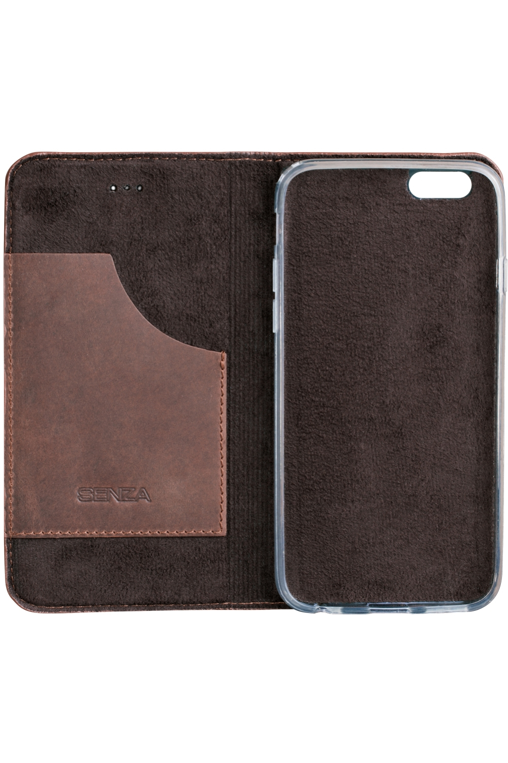 Senza Raw Leather Booklet Apple Iphone 6/6S Chestnut Brown - Afbeelding 3
