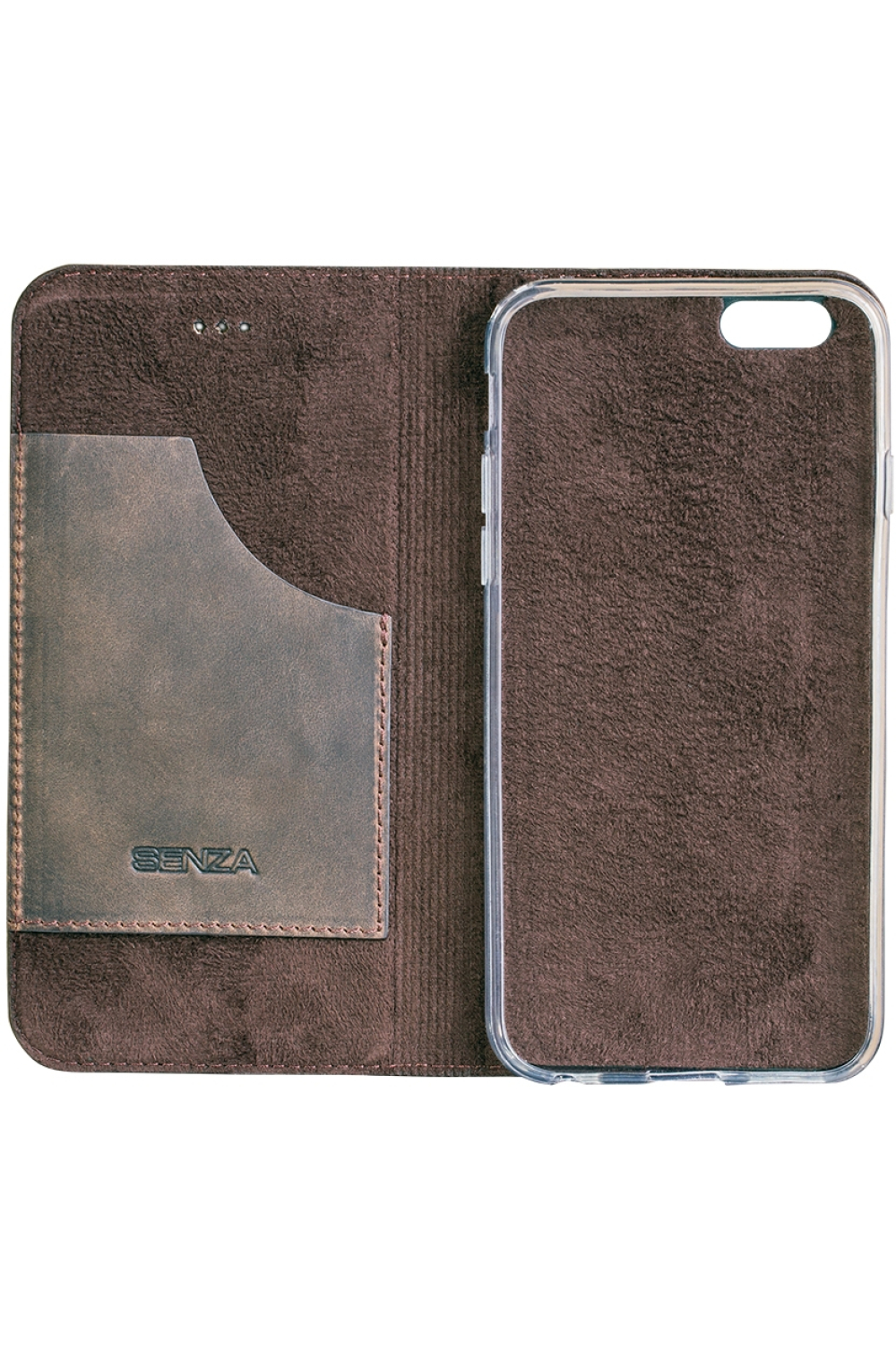 Senza Raw Leather Booklet Apple Iphone 6/6S Walnut Brown - Afbeelding 3