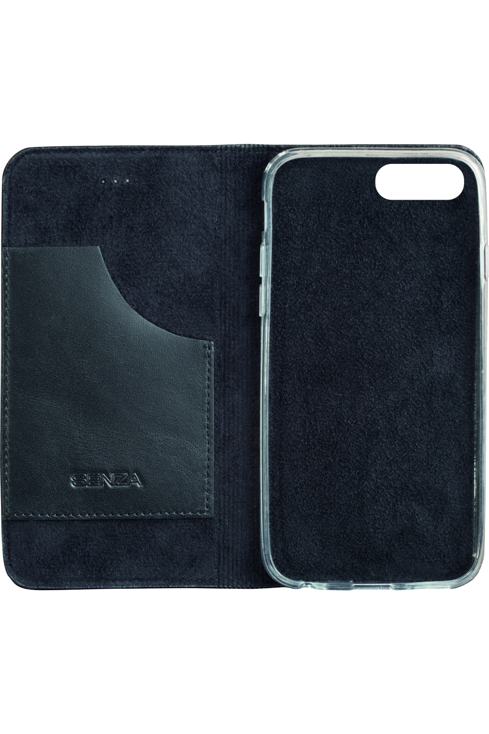 Senza Authentic Leather Booklet Apple Iphone 7 Plus/8 Plus Pure Black - Afbeelding 3