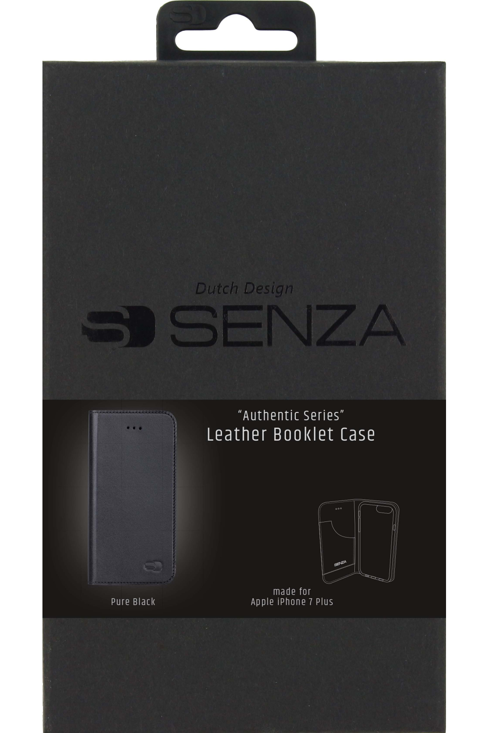 Senza Authentic Leather Booklet Apple Iphone 7 Plus/8 Plus Pure Black - Afbeelding 5