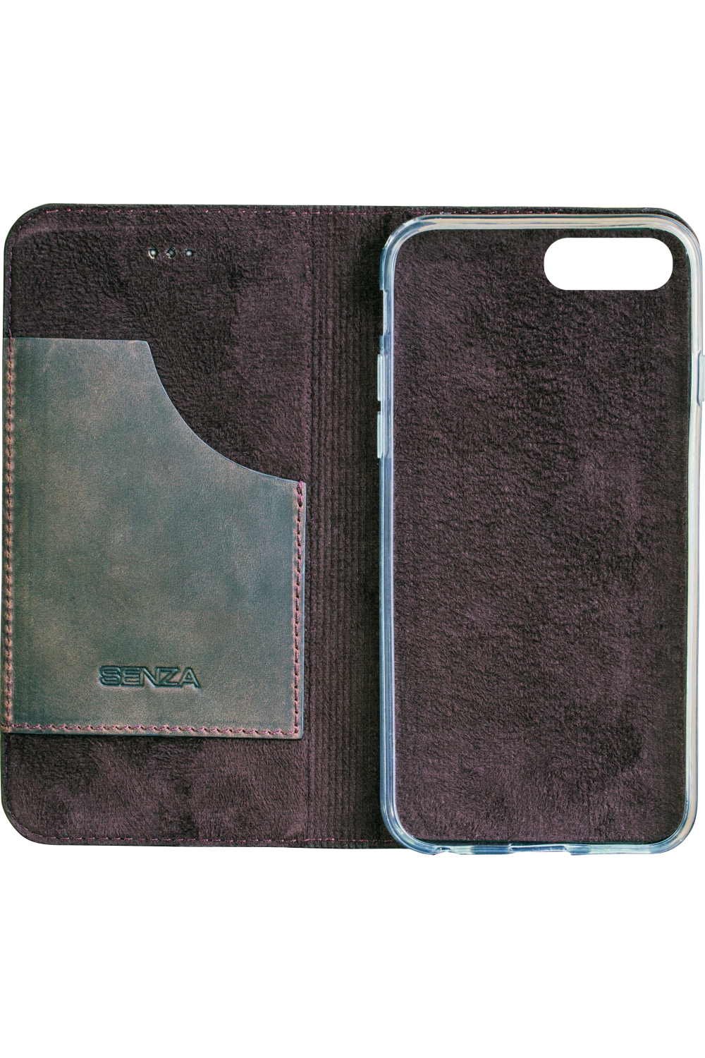 Senza Raw Leather Booklet Apple Iphone 7 Plus/8 Plus Walnut Brown - Afbeelding 3