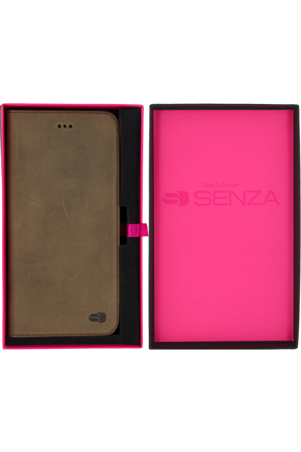 Senza Raw Leather Booklet Apple Iphone 7 Plus/8 Plus Walnut Brown - Afbeelding 4