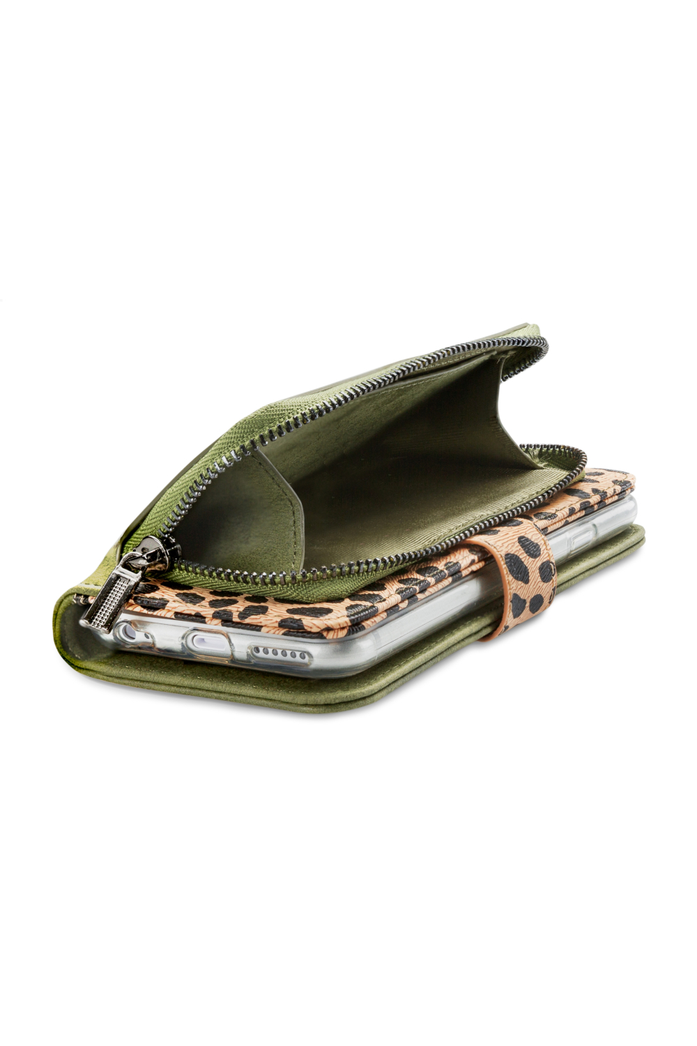 Mobilize 2In1 Magnet Zipper Case Apple Iphone 12 Pro Max Olive/Leopard - Afbeelding 6