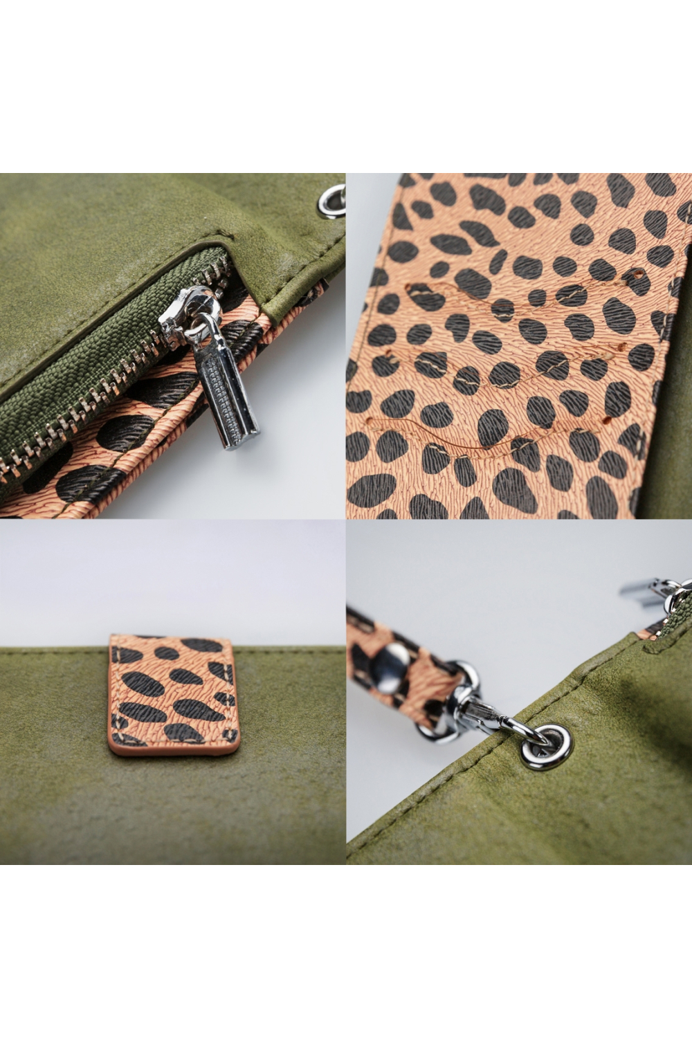 Mobilize 2In1 Magnet Zipper Case Apple Iphone 12 Pro Max Olive/Leopard - Afbeelding 7
