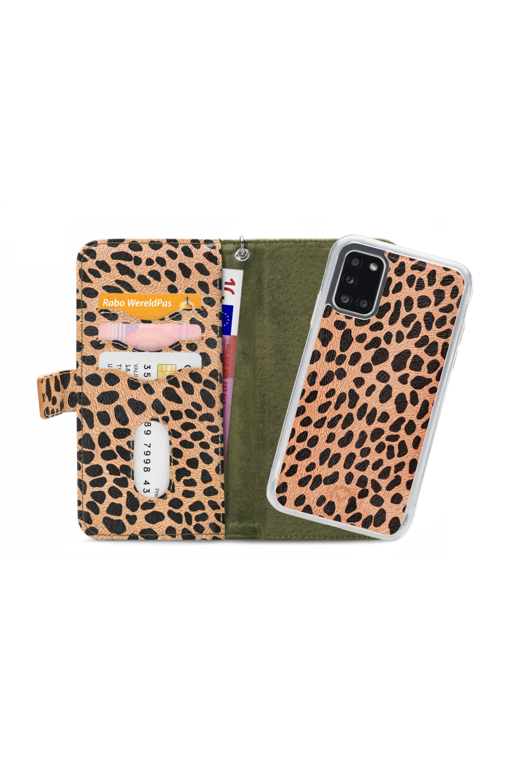 Mobilize 2In1 Gelly Zipper Case Samsung Galaxy A31 Olive/Leopard - Afbeelding 4