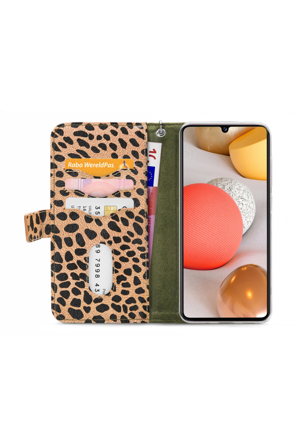 Mobilize 2In1 Magnet Zipper Case Samsung Galaxy A42/A42 5G Olive/Leopard - Afbeelding 3