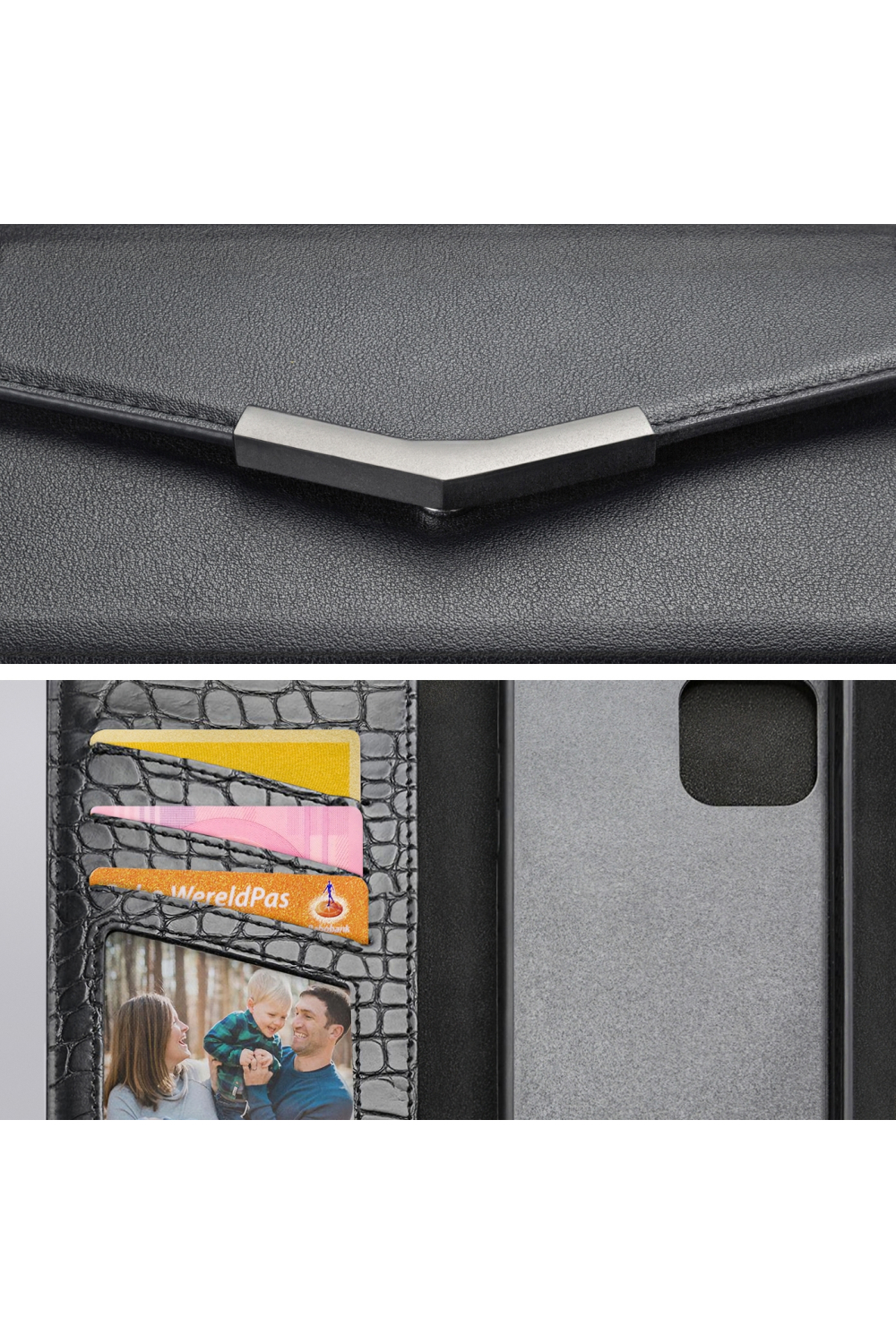 Mobilize 2In1 Elegant Magnet Clutch Apple Iphone 12 Mini Black Croco - Afbeelding 8