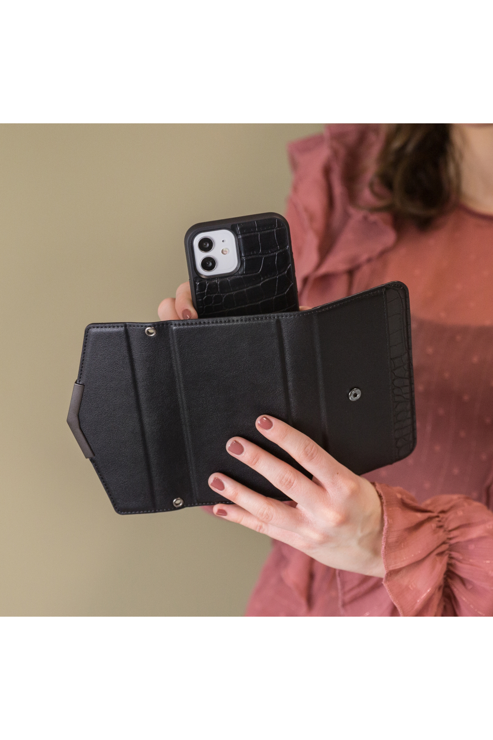Mobilize 2In1 Elegant Magnet Clutch Apple Iphone 12 Pro Max Black Croco - Afbeelding 13