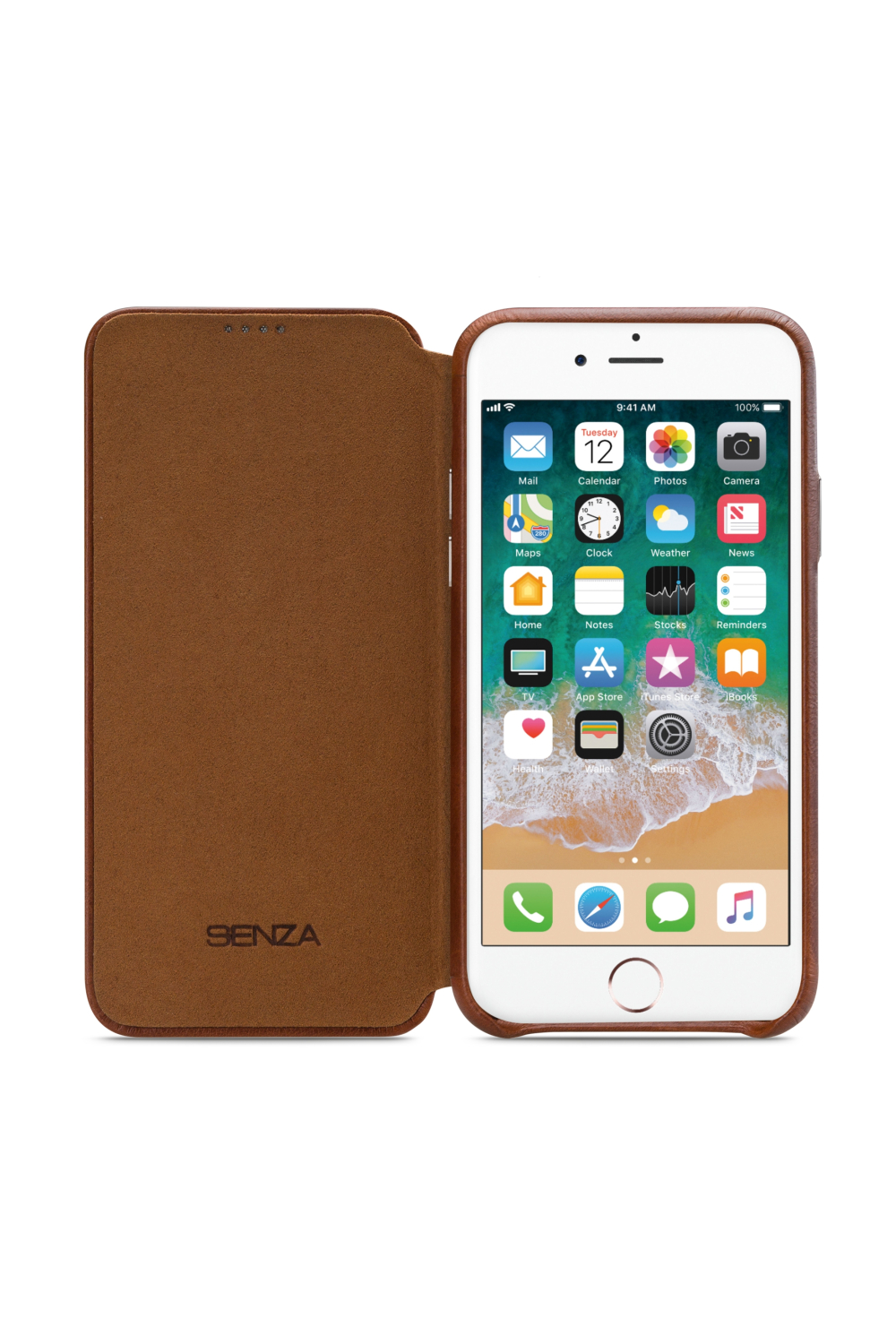 Senza Desire Skinny Leather Booklet Apple Iphone 6/6S Burned Cognac - Afbeelding 3