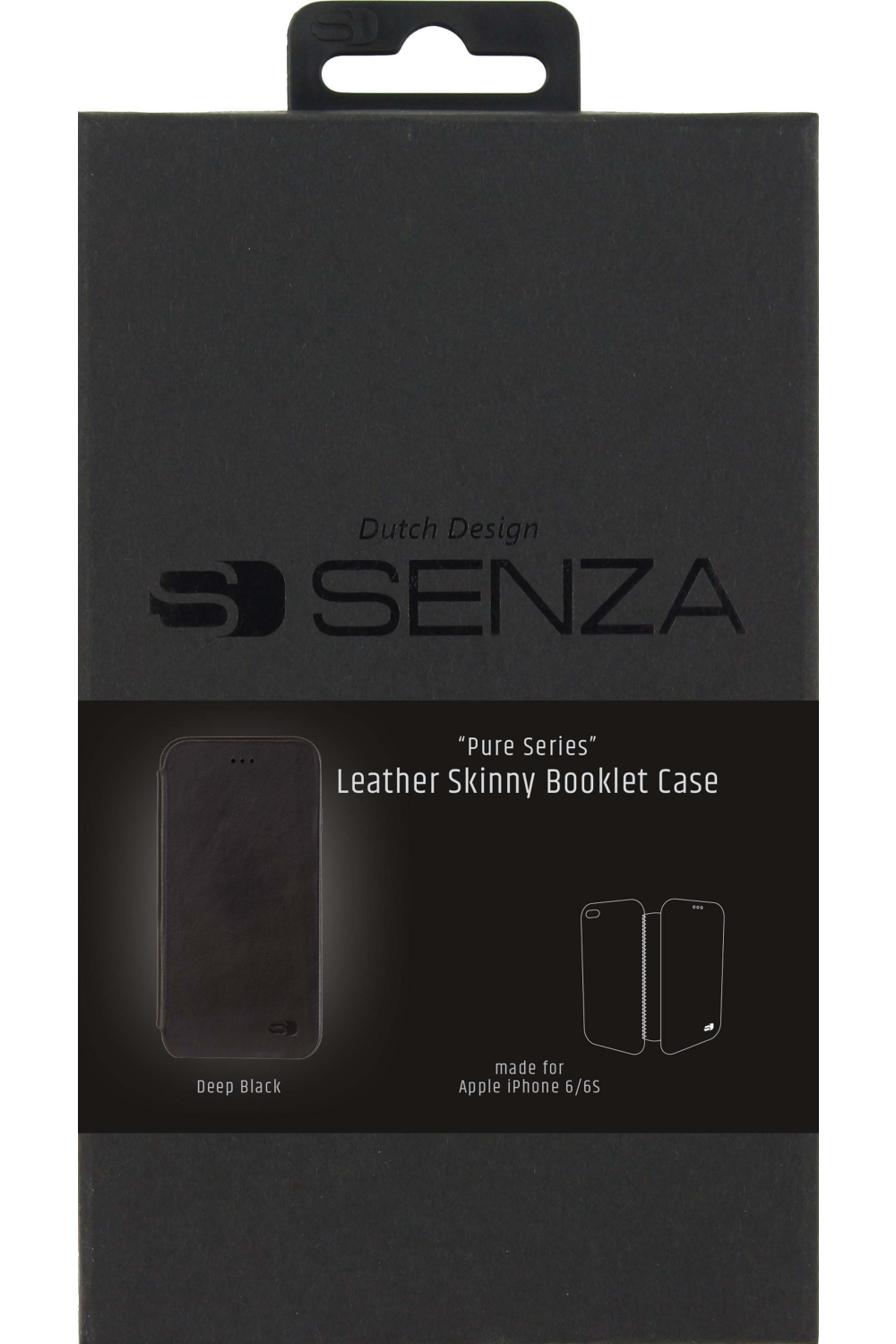 Senza Pure Skinny Leather Booklet Apple Iphone 6/6S Deep Black - Afbeelding 4