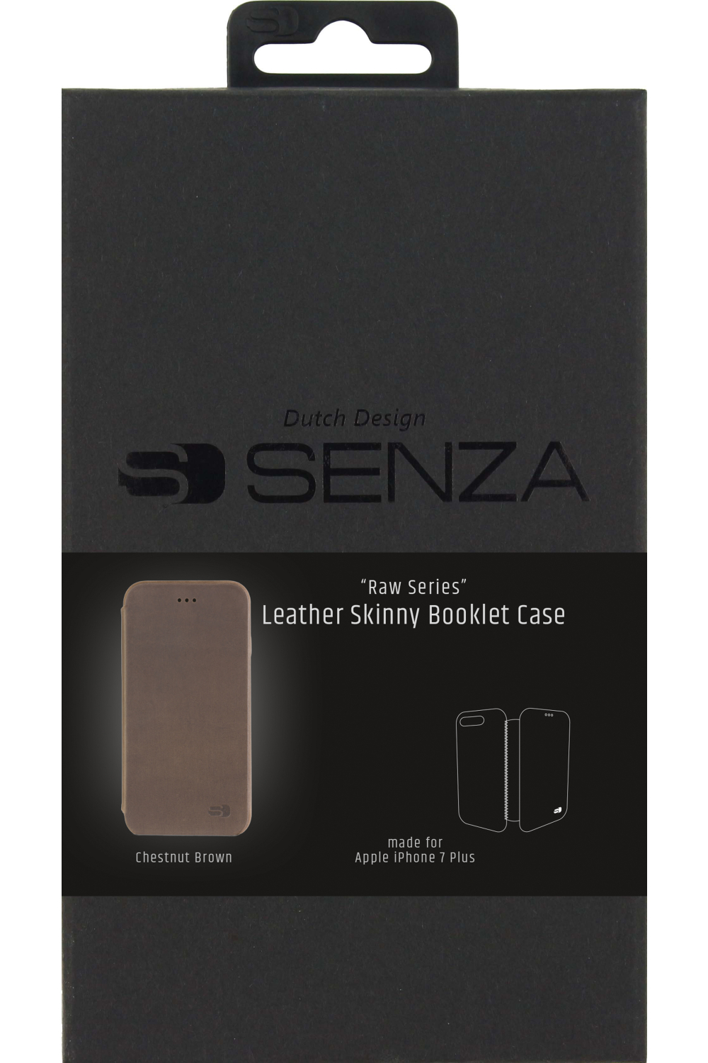 Senza Raw Skinny Leather Booklet Apple Iphone 7 Plus/8 Plus Chestnut Brown - Afbeelding 4