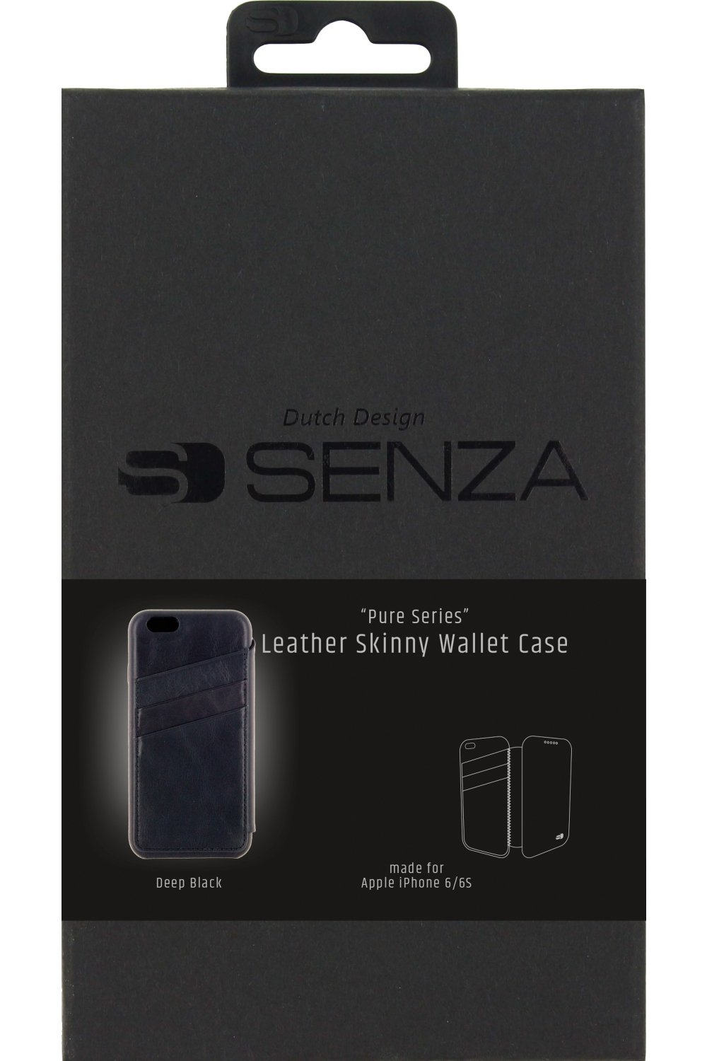 Senza Pure Skinny Leather Wallet Apple Iphone 6/6S Deep Black - Afbeelding 4
