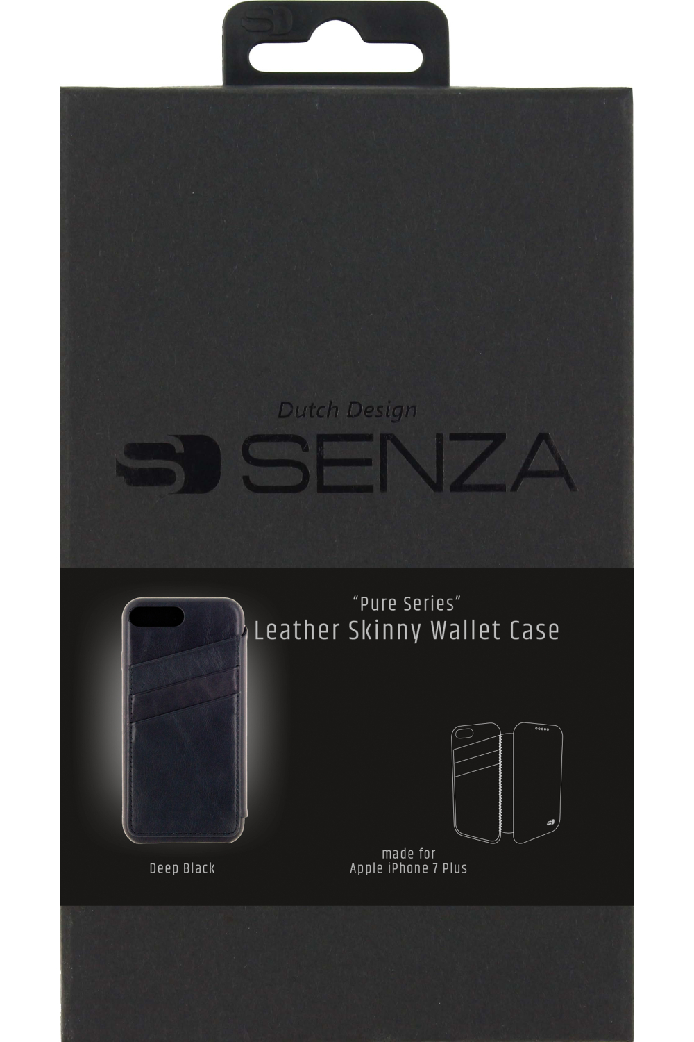 Senza Pure Skinny Leather Wallet Apple Iphone 7 Plus/8 Plus Deep Black - Afbeelding 4