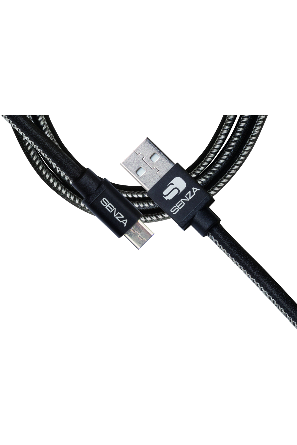 Senza Premium Leather Charge/Sync Cable Micro Usb 1.5M. 12W Black - Afbeelding 3