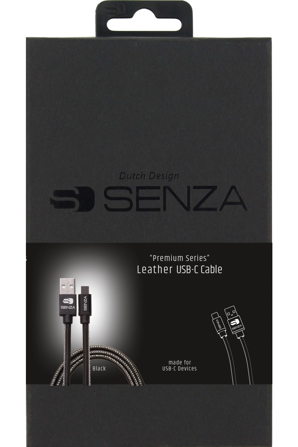 Senza Premium Leather Charge/Sync Cable Usb-C 1.5M. 15W Black - Afbeelding 4
