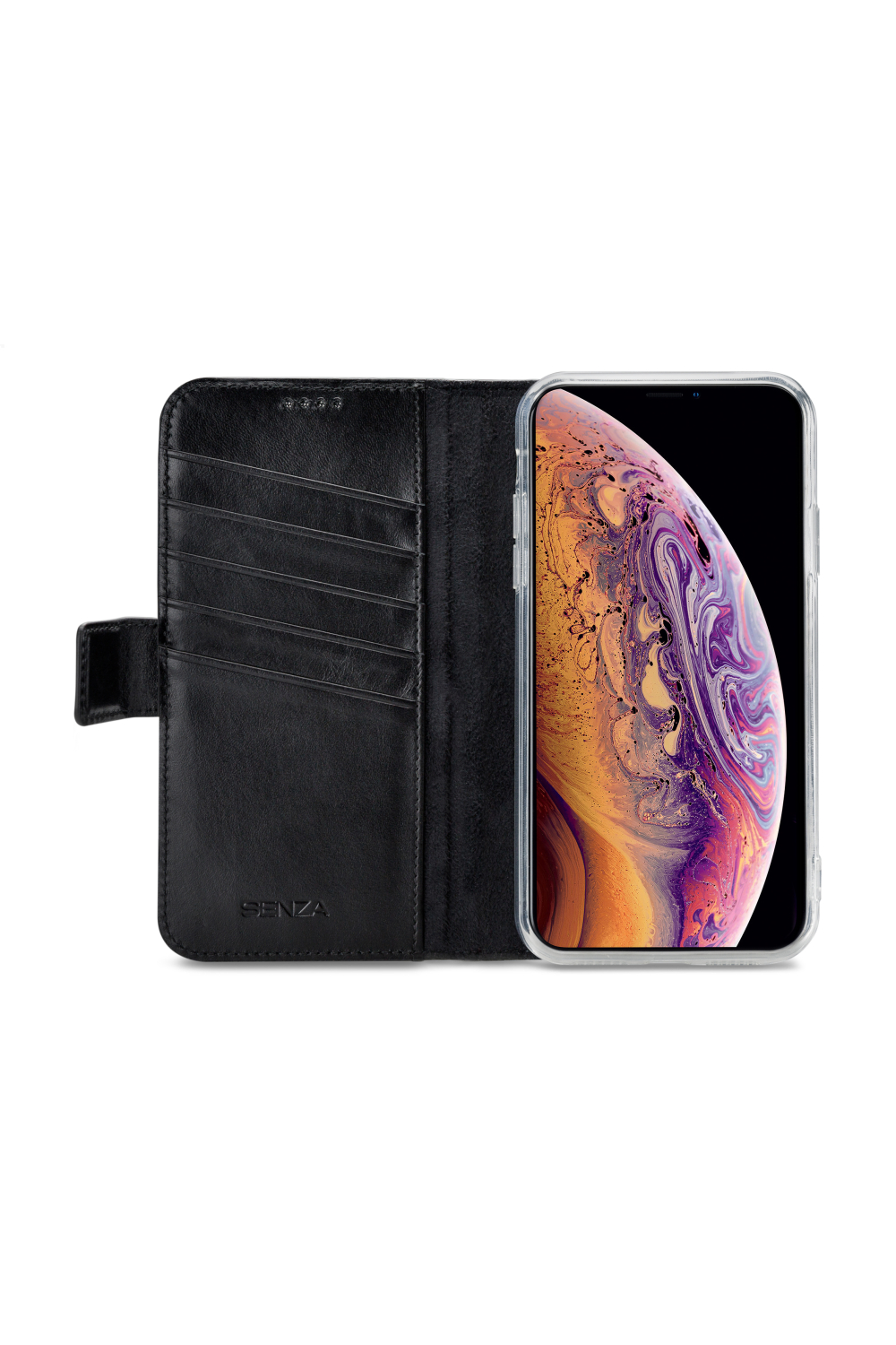 Senza Pure Leather Wallet Apple Iphone X/Xs Deep Black - Afbeelding 2
