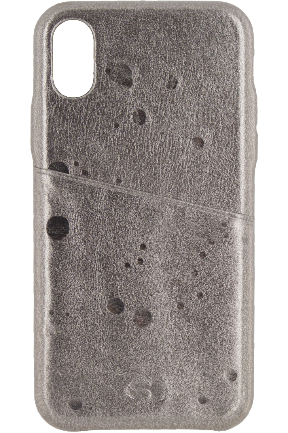 Senza Glam Leather Cover With Card Slot Apple Iphone X/Xs Metallic Grey