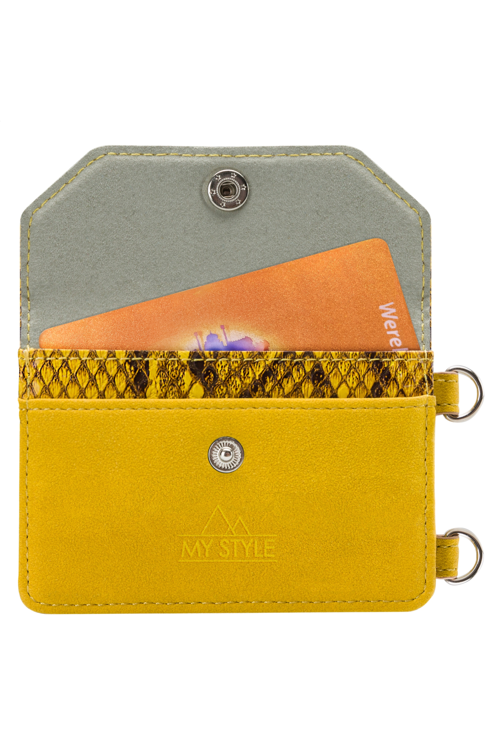 My Style Crossbody Stick-On Phone Pocket With Rfid Yellow Snake - Afbeelding 2