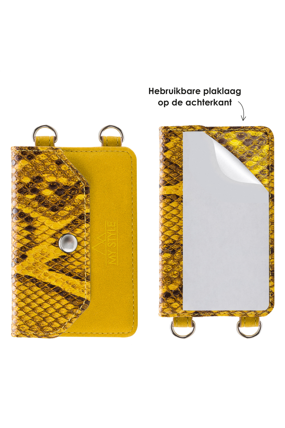 My Style Crossbody Stick-On Phone Pocket With Rfid Yellow Snake - Afbeelding 3