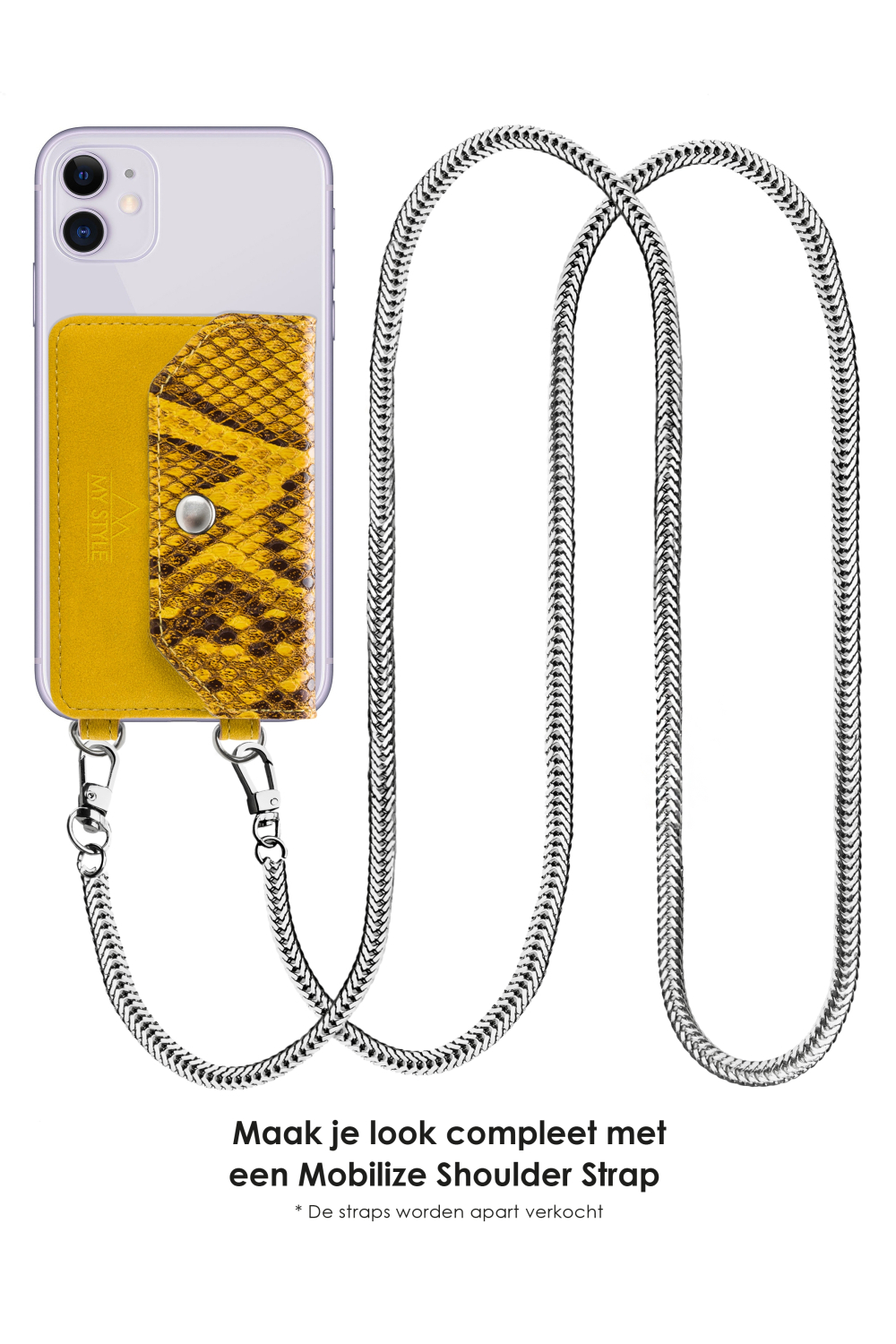My Style Crossbody Stick-On Phone Pocket With Rfid Yellow Snake - Afbeelding 5
