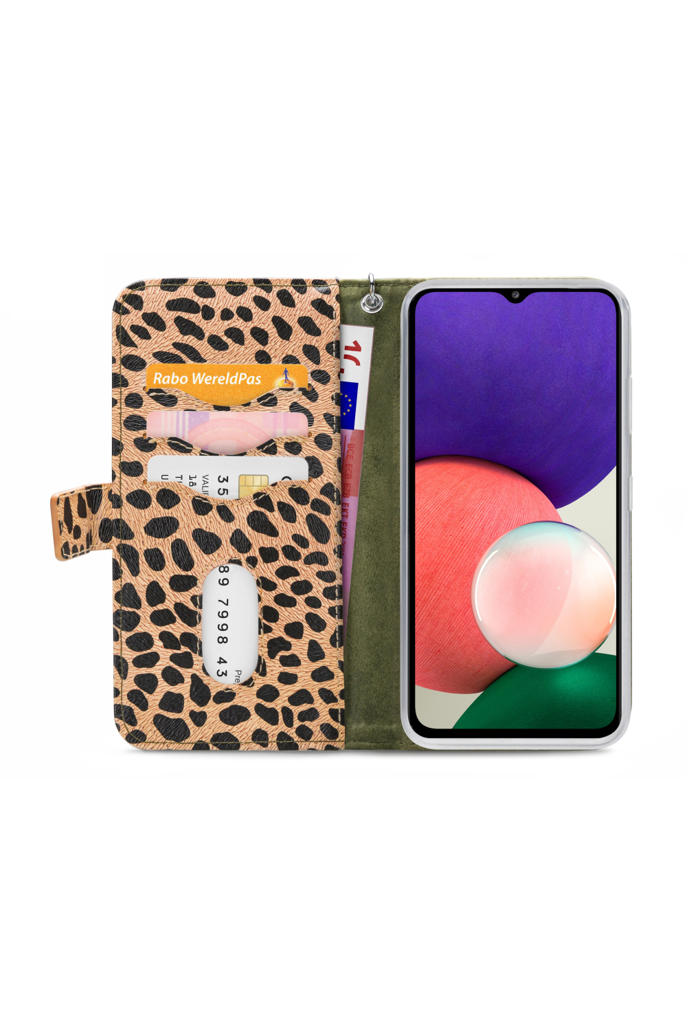 Mobilize 2In1 Magnet Zipper Case Samsung Galaxy A22 5G Olive/Leopard - Afbeelding 3