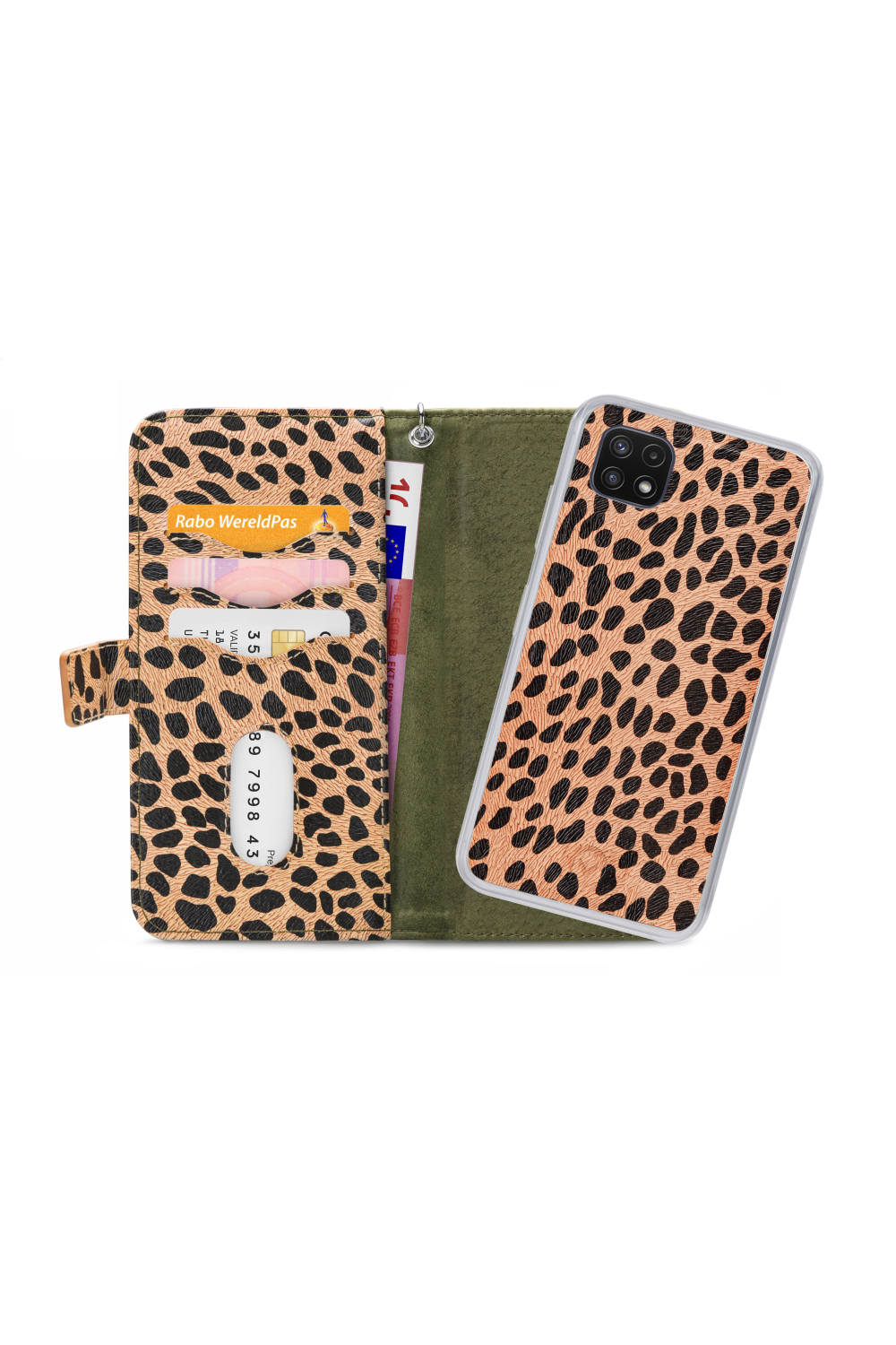 Mobilize 2In1 Magnet Zipper Case Samsung Galaxy A22 5G Olive/Leopard - Afbeelding 4