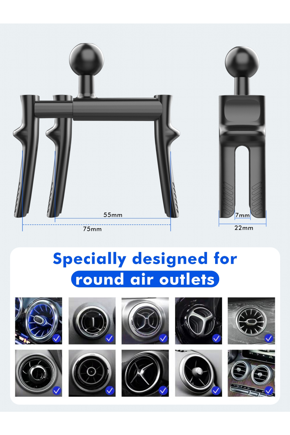 Mobilize Universal Car Holder For Round Air Vent Black - Afbeelding 8