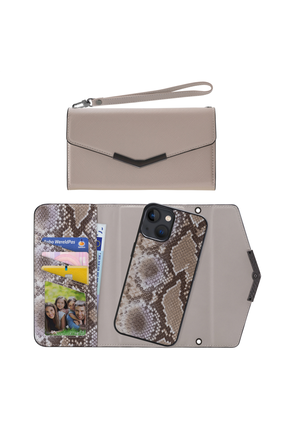 Mobilize 2In1 Elegant Magnet Clutch Apple Iphone 13 Mini Beige Snake