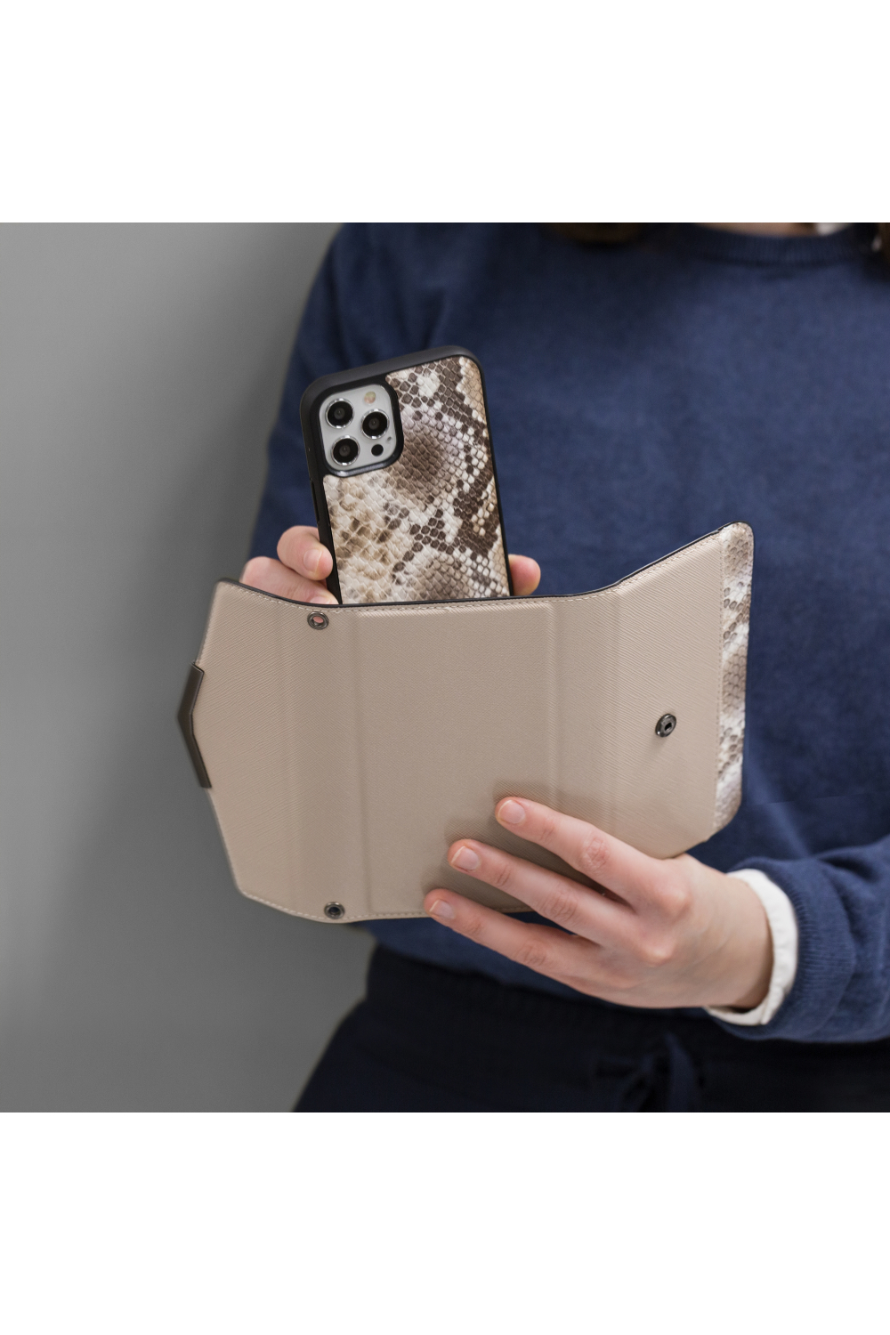 Mobilize 2In1 Elegant Magnet Clutch Apple Iphone 13 Mini Beige Snake - Afbeelding 9