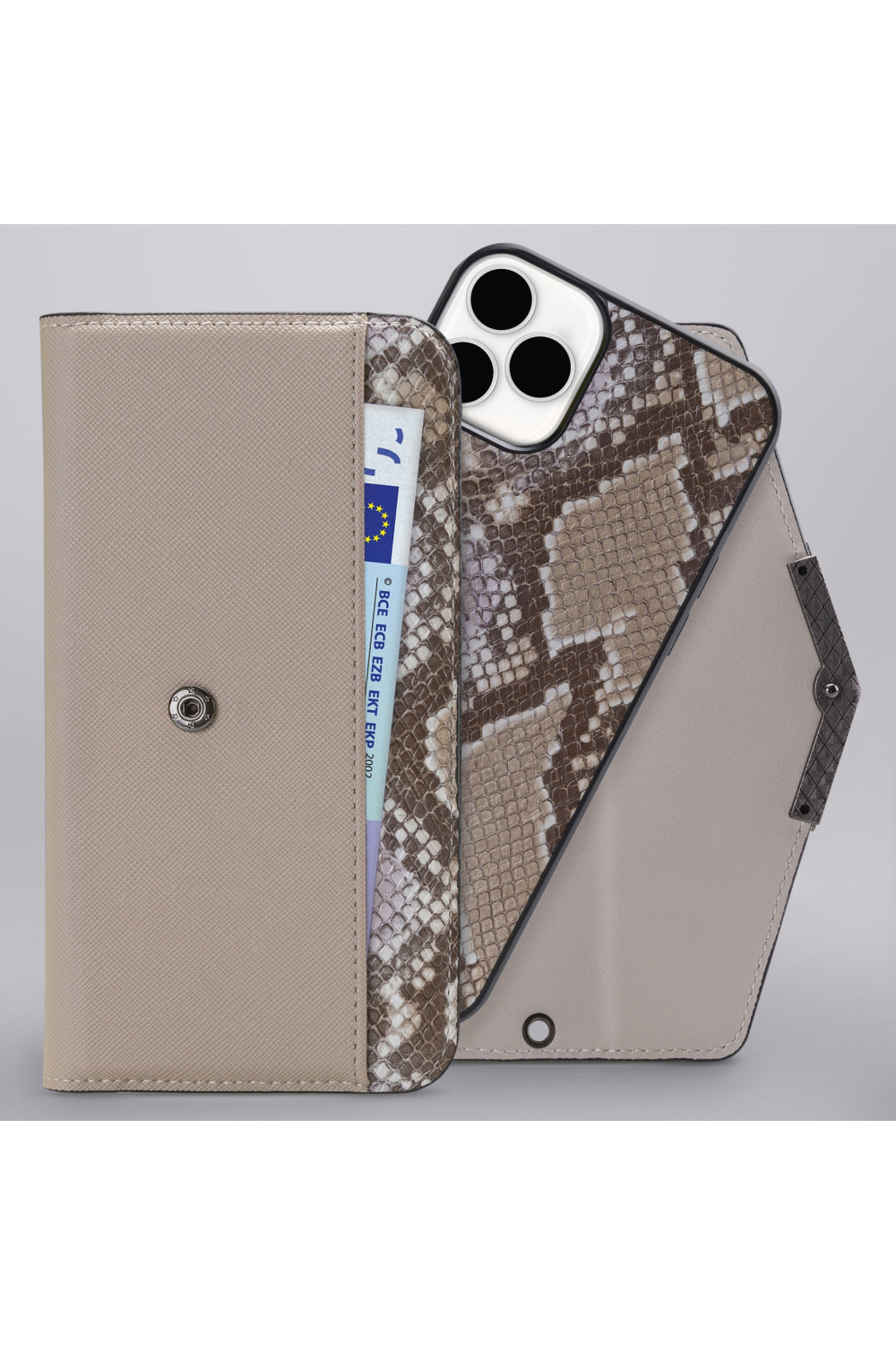 Mobilize 2In1 Elegant Magnet Clutch Apple Iphone 13 Pro Beige Snake - Afbeelding 5
